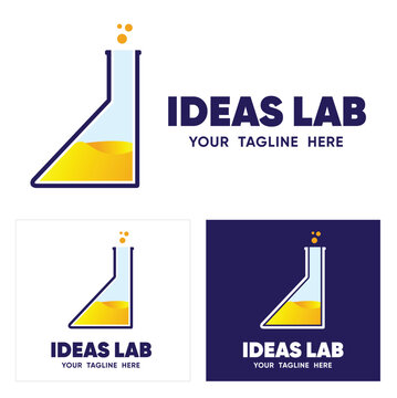 Logo template for laboratory, test tube with the letter D. Vector illustration