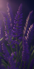 A hyper realistic colorful lavender flowers. AI generated illustration