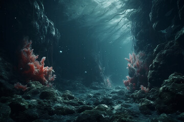 Fototapeta premium hydrothermal vents underwater cinematic Generative AI