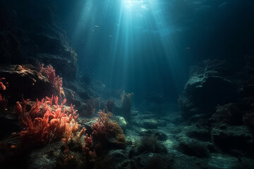 Fototapeta premium hydrothermal vents underwater cinematic Generative AI