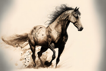 Horse, drawing, graphic, illustration, animal, stallion, design, mustang, line drawing