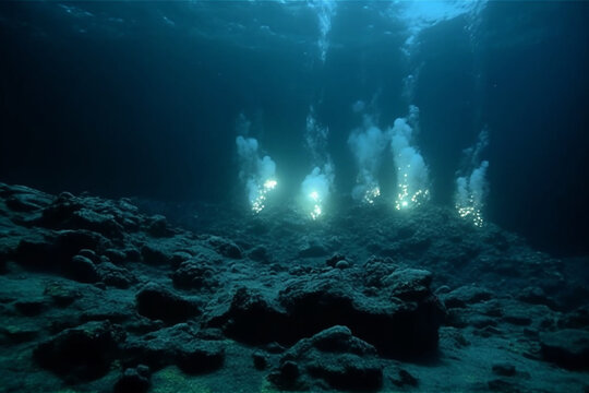 hydrothermal vents underwater cinematic Generative AI