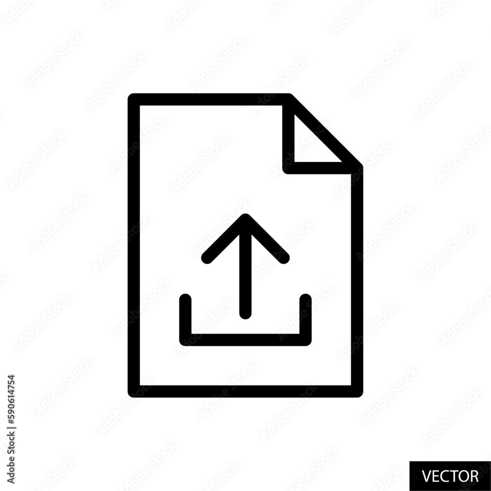 Poster file upload, document export vector icon in line style design for website, app, ui, isolated on whit