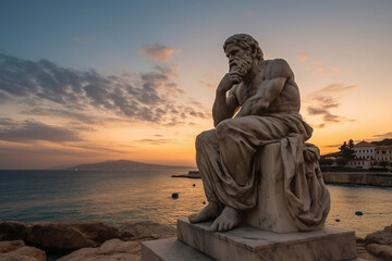 statue of socrates in the evening Generative AI
