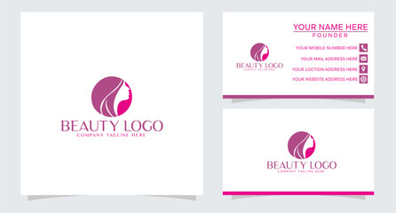 Fototapeta premium Vector logo design for woman's face beauty salons, feminine, hair salons, and cosmetic color branding design 