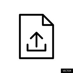 File upload, document export vector icon in line style design for website, app, ui, isolated on white background. Editable stroke. Vector illustration.