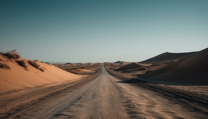Fototapeta na wymiar Tranquil shadow on arid sand dune landscape generated by AI