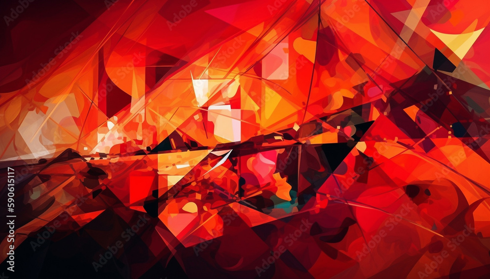 Wall mural geometric shapes and colors create futuristic chaos generated by ai