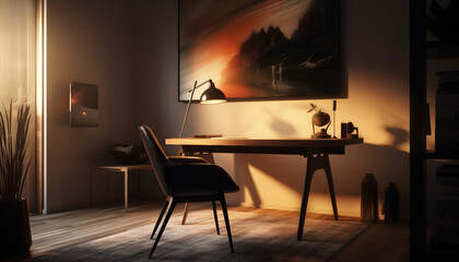 Modern design creates luxurious elegance inside dark studio generated by AI