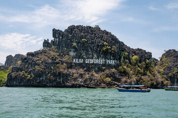 Kilim Geoforest park view with boats from Langkawi Island