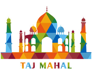 taj mahal , India with shadow illustration. Taj Mahal is a palace in India. Mosque against the sky. Landmark, architecture, Hindu temple in the Indian city of Agra, Uttar Pradesh. flat illustration