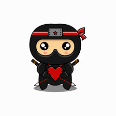 cute vector illustration of ninja with love © Ibrahim
