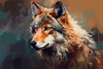 Abstract wolf painting, earthy colors, pastel painting style, Generative AI