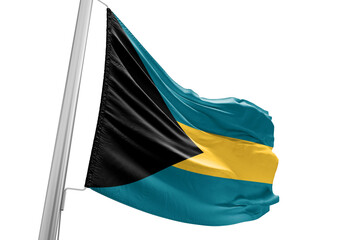 The Bahamas national flag cloth fabric waving on beautiful white Background.
