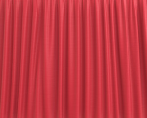 Red hanging curtains in realistic 3d. Templates for products. Show for products. 3d renders