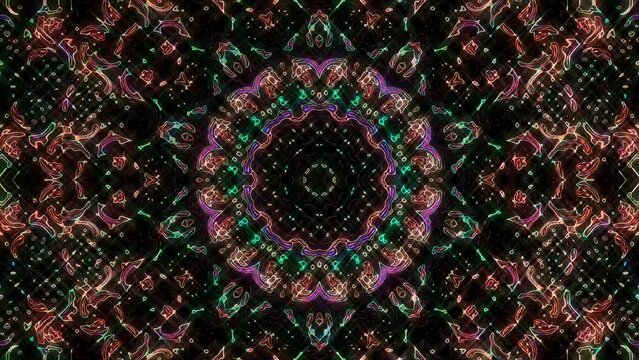 Abstract Kaleidoscope pattern with full colors. Magic mandala. 4k	
