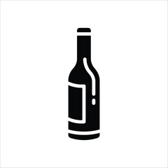 Wine bottle vector icon. Alcohol icon. Alhocol flat sign design. Wine and glass symbol pictogram. UX UI icon