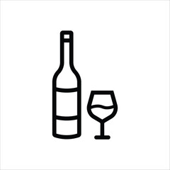 Wine bottle vector icon. Alcohol icon. Alhocol flat sign design. Wine and glass symbol pictogram. UX UI icon