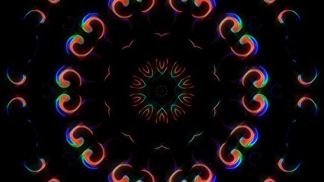 Abstract Kaleidoscope pattern with full colors. Magic mandala. 4k	