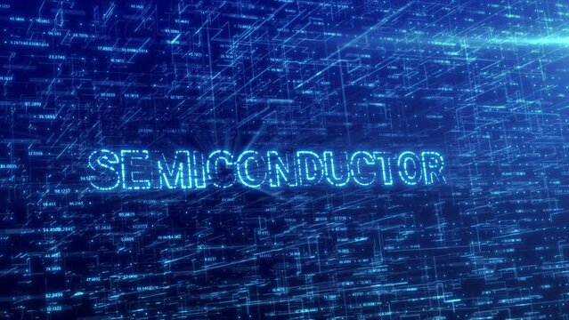 Semiconductor Concept Over Blue Futuristic Technology Network with Digital Cyberspace Background