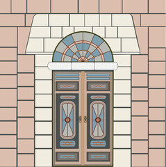 Ornamented Door in an old building, Damascene Door