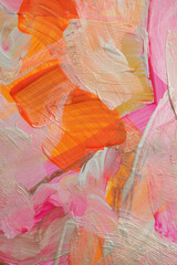 Textured oil and Acrylic smear blot canvas painting wall. Abstract pink, beige color stain brushstroke background.