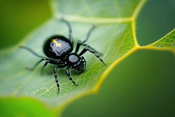 Fototapeta premium sweet black spider (Micro image). Generative AI