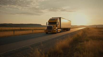 Obraz na płótnie Canvas semi truck on road Generative AI