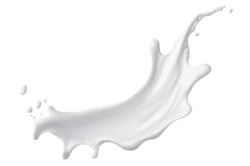 Foto auf Acrylglas White milk wave splash with splatters and drops. Ai. Cutout on transparent © Ara Hovhannisyan