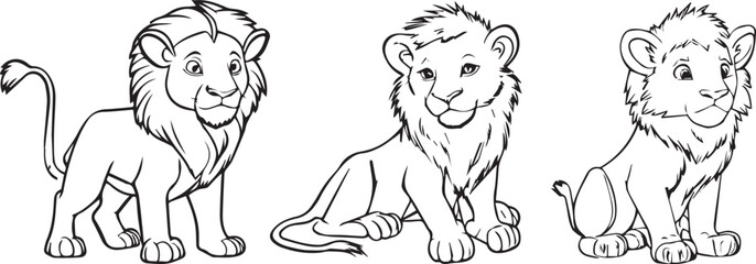 Fototapeta na wymiar Lion coloring book page illustration. Ready to use, vector file, ready to print, easy to edit. Animals coloring page or coloring book. Lion coloring book page illustration. Ready to use, vector file, 
