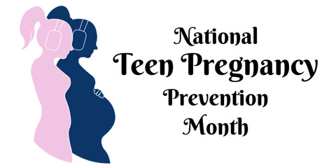 Fototapeta na wymiar National Teen Pregnancy Prevention Month, horizontal banner on an important social topic