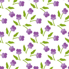 Seamless pattern with creative forest viola on a white background. Vector image.