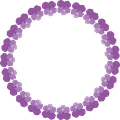 Round frame with forest viola on a white background. Vector image.