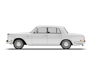 White luxury car isolated on transparent background. 3d rendering - illustration