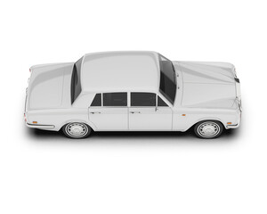 White luxury car isolated on transparent background. 3d rendering - illustration