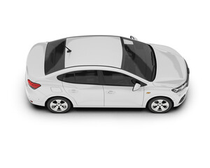 Modern white car isolated on transparent background. 3d rendering - illustration