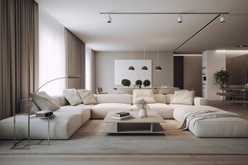 interior design of a modern light living room with furniture
created using generative Al tools