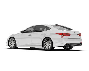 Obraz premium White modern car isolated on transparent background. 3d rendering - illustration