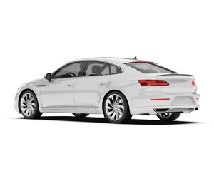 Plakat White modern car isolated on transparent background. 3d rendering - illustration