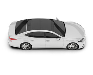 White modern car isolated on transparent background. 3d rendering - illustration