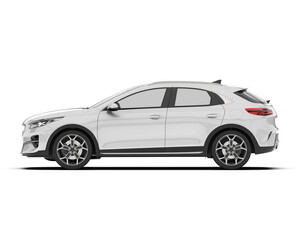 Fototapeta premium White modern car isolated on transparent background. 3d rendering - illustration