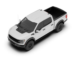 White pickup truck isolated on transparent background. 3d rendering - illustration © Elena