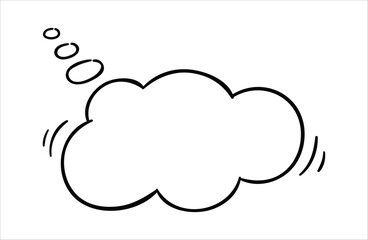 Think bubble e icon, isolated. Hand drawn vector illustration
