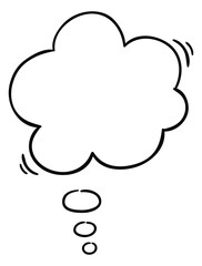 Think bubble e icon, isolated. Hand drawn vector illustration