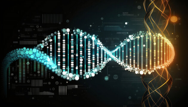 A molecula dna structure on a dark background. Generated AI