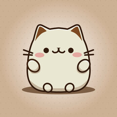 Cute character kawaii cat happy vetor