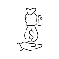 Economic line icon with popular problems and phrasing time is money, growth taxes, offshore, laundering. Vector flat style perfect for news, mass media and websites