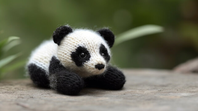hand knitted baby panda Generative AI