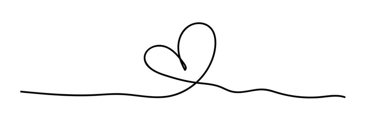 Heart. Continuous line art drawing. Hand drawn doodle sketch. Vector illustration in a continuous line.