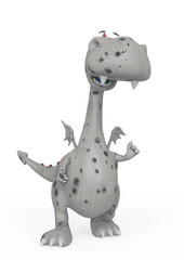 baby dragon is happy and also laughing on white background